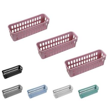 Imagem de Cesto Decorativo Caixa Organizador Slim P Armario Kit Com 3 - Atelie C