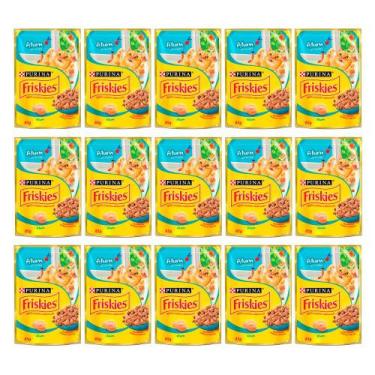 Imagem de Kit 15 Ração Úmida para Gatos Friskies Adultos Sabor Atum ao Molho em 