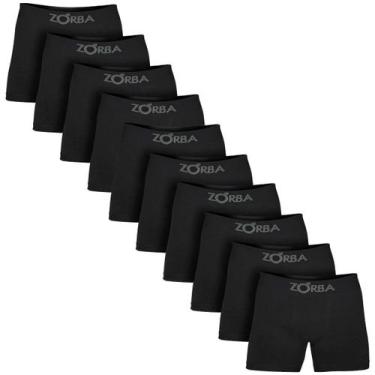 Imagem de Kit Com 10 Cuecas Boxer Algodão Sem Costura Zorba 781 Pretas, Preto, M