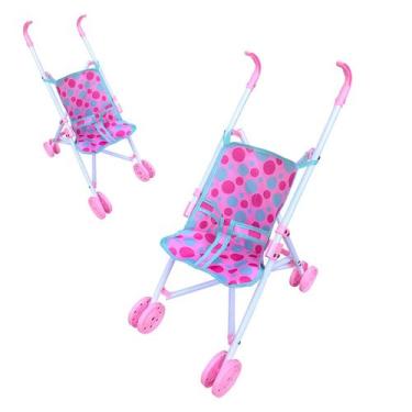 Imagem de Carrinho Boneca Infantil Dobrável 53cm Passeio Rosa Menina - DM Toys