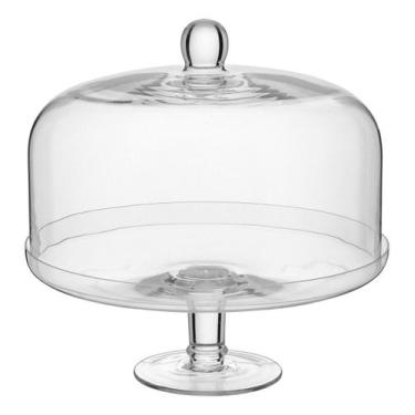 Imagem de PRATO BOLO COM PÉ COM TAMPA VIDRO 26x27x27cm TRANSPARENTE BOLEIRA - NH
