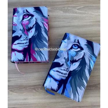 Imagem de KIT Casal leao rosa e azul  Evangélica Com Harpa E Corinhos letras gra