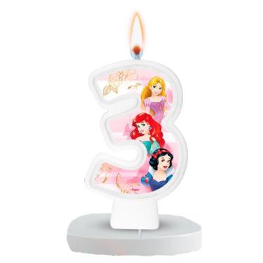 Imagem de Vela decoração Princesas Disney Número 3 festa Aniversário - Regina
