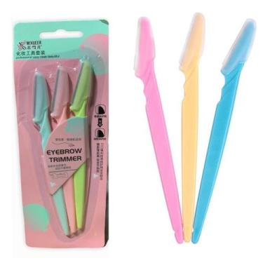 Imagem de Kit 3 Lâminas Sobrancelha E Rosto Navalha Depilação - Mixueer