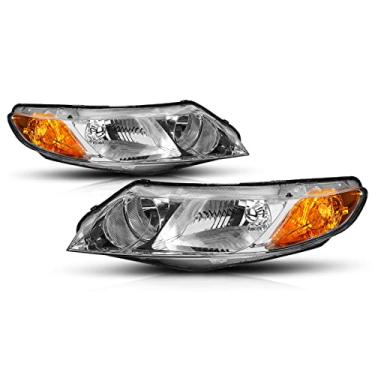 Imagem de PM PERFORMOTOR Substituição de faróis âmbar cromado PMHL-HCIV4D-0609-OH-CA [compatível com Honda Civic Sedan 4 portas]