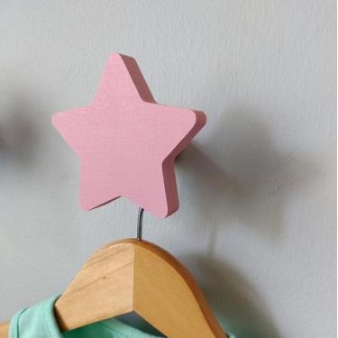 Imagem de 4 Ganchos de parede pendurador Colorido MDF Estrela - Souvenir Decor, 