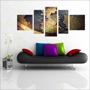 Imagem de Quadro Decorativo Mapa Mundo Westeros Game Of Thrones Mosaico 5 Peças 