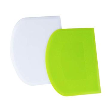 Imagem de LUTER 2pcs 12x9.5cm/4.72x3.74" Dough Scraper Plastic Pastry Cutter Bowl Scrapers Dough Bread Cutters for Cake Decorating Baking (Green, White)