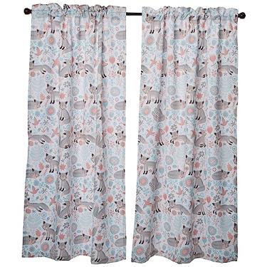 Imagem de Lush Decor 16T001678 Pixie Fox Par de painel de cortina para escurecimento de quarto, 213 x 132 cm, cinza e rosa