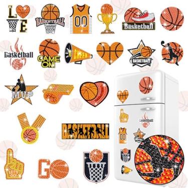 Imagem de Saysurey 20 Pcs Basketball Diamond Painting Magnet Refrigerator Car Decoration DIY Diamond Art Painting Kits for Basketball Party Supplies Basketball Themed Party Exchange Gifts