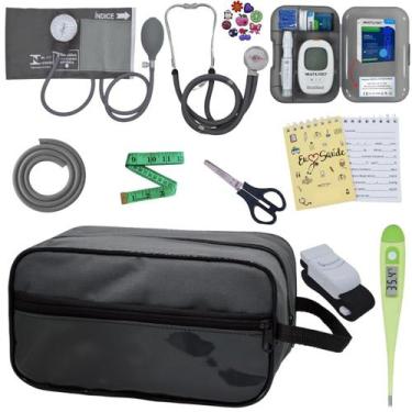 Imagem de Kit de Enfermagem Aparelho de  Pressao Estetoscopio Necessaire Medidor