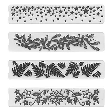 Imagem de LANGFON 4 estampas de pastas de plástico em relevo para fazer cartões, folhas de estrelas, flor, faça você mesmo, álbum de fotos, papel de cartão, faça você mesmo, molde de decoração de artesanato