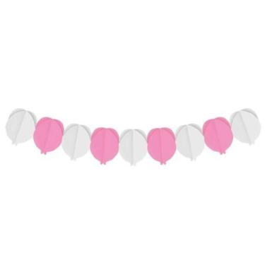 Imagem de Faixa Decorativa - Balão 3D - Branco/Rosa - 3,60 m - 1 unidade - Cromu