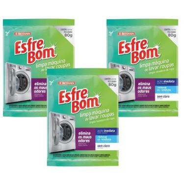 Imagem de Kit 3 Limpa Máquina De Lavar Roupas 80g Esfrebom Bettanin, Odorizante