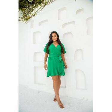 Imagem de Vestido Curto Transpassado Envelope - luh may, Verde, G