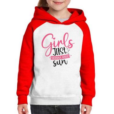Imagem de Moletom Infantil Girls Just Wanna Have Sun - Foca na Moda, Branco, Ver