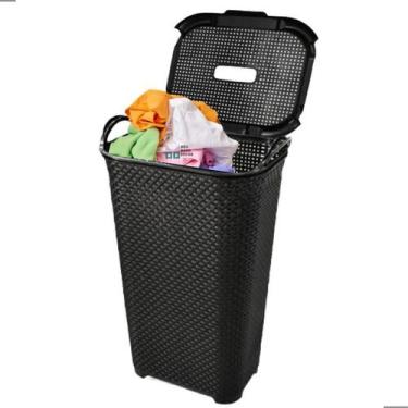 Imagem de Cesto Para Roupas Roupeiro Organizador Rattan Vime 50 Litros - Meu Nov