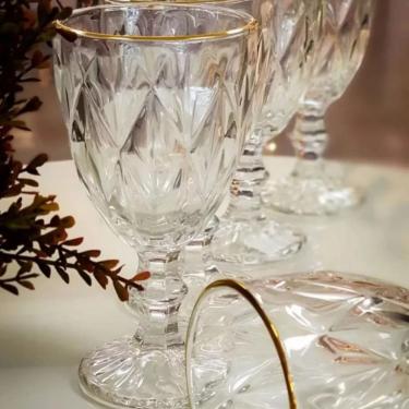 Imagem de Conjunto 6 Taças de Água de Vidro com Fio de Ouro Diamond
