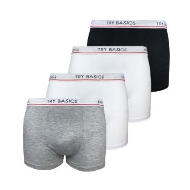 Imagem de Kit 4 Cuecas Boxers Infantil Box Algodão Cotton Conforto - Try Basics,