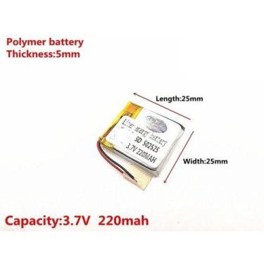 Imagem de Bateria 220 Mah 3,7 V 5mm X 25mm X 25mm 2 Fios Nova - - KMIG