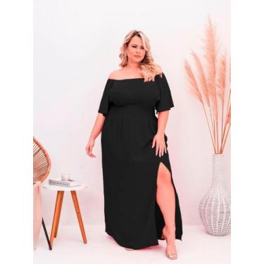 Imagem de Vestido Longo Plus Size Verde Natal Com Fenda Manga Godê Moda Blogueir