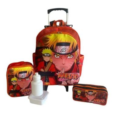 Imagem de Kit Mochila Naruto Manga Anime Rodinhas Tam G + Lancheira F5 - proprio