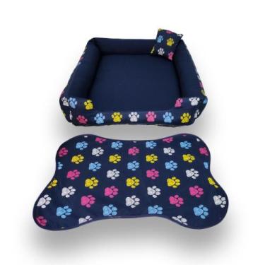 Imagem de cama de cachorro grande cama para pet cama retangular azul marinho +ta