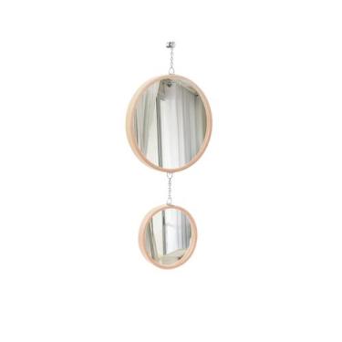 Imagem de  Espelho Decorativo Duplo Rosa Alça Corrente 30 cm 20 cm Redondo - E2G