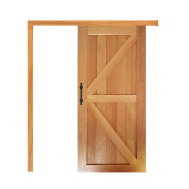 Imagem de Porta de Correr Celeiro em Madeira Maciça Tauari com Moldura Mapaf, 10