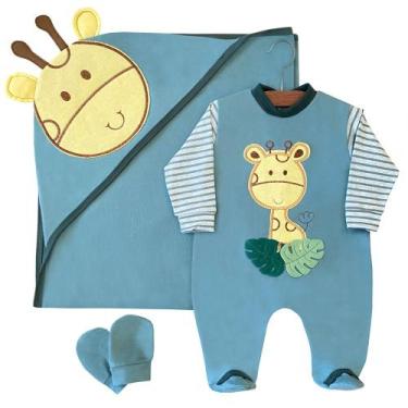 Imagem de Saída de Maternidade Menino Luxo Girafa Baby Verde 03 Peças - Amora Ba