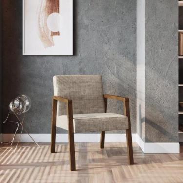 Imagem de Poltrona Slim com Tecido Algodão - Nogueira/Cinza Claro - Volttoni, Ma