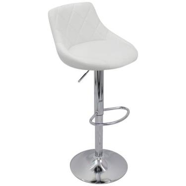 Imagem de Banqueta Milano Carmel Estofada Giratória c/ Regulagem - Branco - Lian