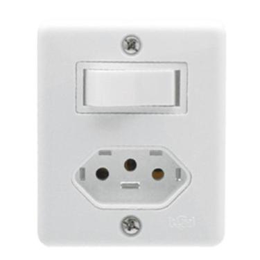 Imagem de Kit 2 Conjunto Interruptor Simples + Tomada 20A Sobrepor Box