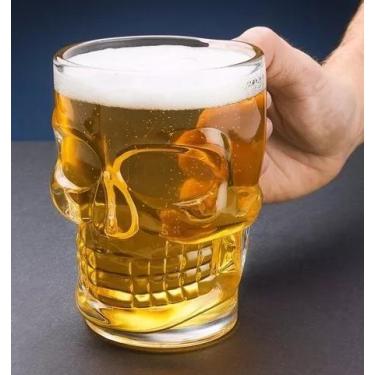 Imagem de Caneca de vidro para chopp e cerveja caveira 510 ml - 12,5 cm - QUERO 