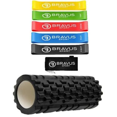 Imagem de Rolo Miofascial Alongamento + 5 Mini Bands Elástico Extensor - Bravus 
