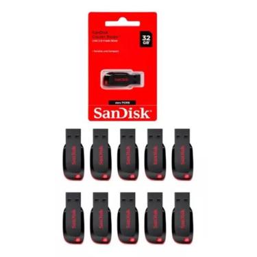 Imagem de Kit Com 10 Pen Drive Sandisk Cruzer Blade Sdcz50 32GB