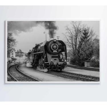 Imagem de Quadro Trem Preto e Branco 2 - Decor&Quadros, 90x60 cm, Tecido Canvas