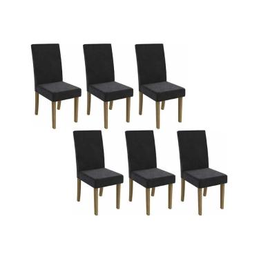 Imagem de Cadeira Sala De Jantar 2cad131fr Kit 6 Un Freijo-suede Preto A038 - Kappesberg