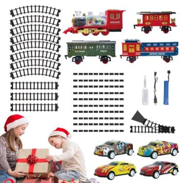 Imagem de Conjunto de trem modelo, Conjunto de trem infantil,Conjunto de trem de som de brinquedo de trem elétrico clássico | Kit ferroviário movido a bateria, brinquedo de Natal para meninas e meninos