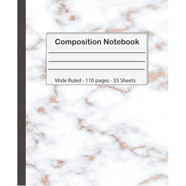Imagem de Composition Notebook: Pretty Gold Purple Turquoise Liquid Marble, Wide Ruled Paper Notebook Journal, Blank Wide Lined Workbook for Girls Boys Kids Teens Students, 7.5 x 9.25 inch