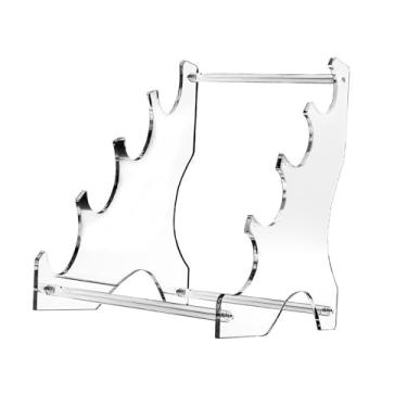 Imagem de Milageto Suporte de espada de quatro camadas acrílico suporte de exibição de sabre de luz suporte de espada samurai suporte de sabre de luz decoração para dojo, Claro