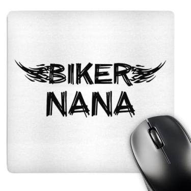 Imagem de 3dRose Mouse pad LLC 20 x 20 x 0,63 cm, Biker Nana - Arte com palavras grunge com chamas pretas e brancas - Motobike Grandma Nona Motorcycle Culture (mp_162542_1)