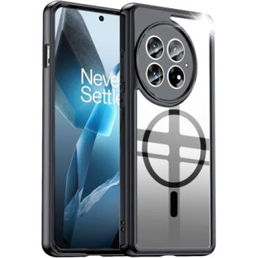 Imagem de KEKBOXQ Capa magnética para OnePlus 13, [compatível com MagSafe] Clear One Plus 13 à prova de choque com capa de câmera, capa protetora fina de silicone de grau militar para OnePlus 13, preta