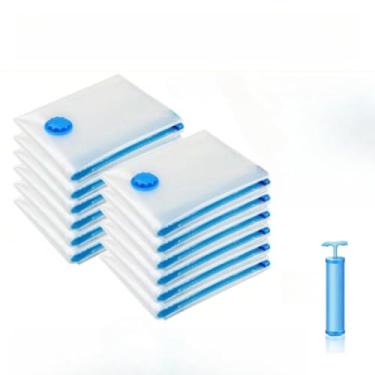 Imagem de Kit 8 Sacos a Vácuo Zíper Embalar Oraganizador Para Guarda Roupas + Bomba(Kit 50x60)