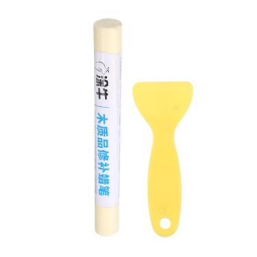 Imagem de HARFINGTON Bastão de enchimento de cera para reparo de madeira, marcadores de giz de cera com espátula, kit de retoque de móveis para remover arranhões no chão dos móveis, madeira de bordo branco