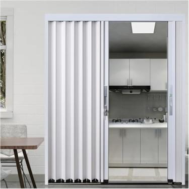 Imagem de Painéis de portas sanfonadas de alumínio com chave de bloqueio, grande porta dobrável para portas deslizantes, portas de banheiro, porta divisória temporária 80 75 72 70 60 48 36 32 30 polegadas,