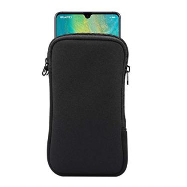 Imagem de Bolso de malha de neoprene com zíper para iPhone 16 Plus 15 Plus iPhone 15 14 13 12 Pro Max Google Pixel 8/7 6 Pro OnePlus 13 12 Moto G Play 2024 (preto)