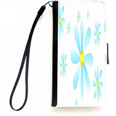 Imagem de Rikki Knight Capa carteira flip azul claro amarelo flores em branco com aba magnética para Apple iPhone 5c