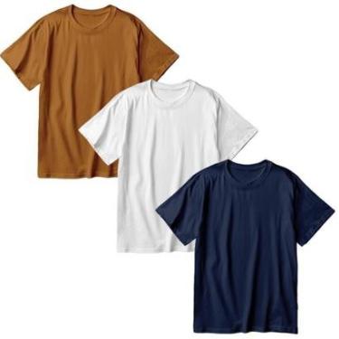 Imagem de Kit 3 Camisetas Oversized Masculina Algodão Premium Lisa Moda Streetwear-Masculino