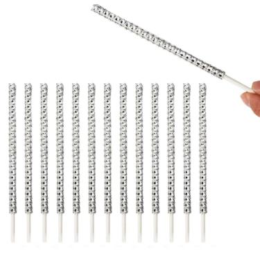 Imagem de HAHIYO Palitos de pirulito de papel envolto em cristal prata de 15 cm, 14 unidades - palitos versáteis para bolo, palitos de petisco, palitos de maçã para doces duros, chocolate e artesanato festivo